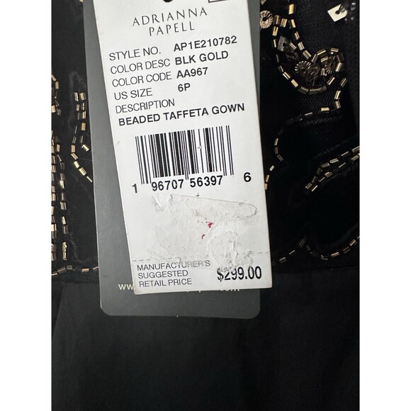Adrianna Papell Women's Petite Beaded Taffeta-Skirt Gown Maxi Dress Black 6P - Picture 9 of 16